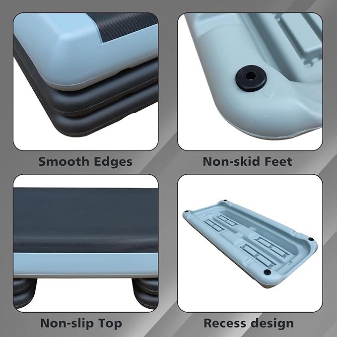 Aerobic Step Platform 30" × 14" Height Adjustable Workout Step for Fitness Strength Training with Risers Exercise Platform for Home Gym