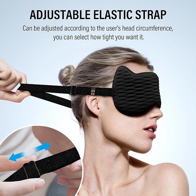 Sleep Eye Mask for Women Men, 100% Blackout 3D Contoured Cup Sleeping Mask with Adjustable Strap, Soft Breathable Memory Foam Blindfold, No Eye Pressure Eye Cover Eyeshade for Night Sleep(Black)