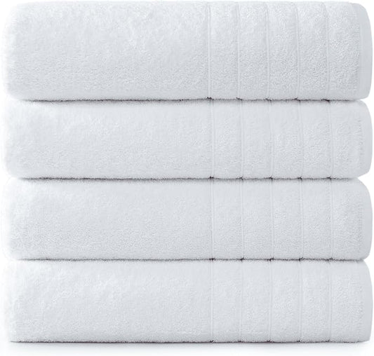 Casa Platino Luxury Bath Towels - 4 Pack White 100% Cotton Absorbent Bath Sheets (36"x72"), Quick Dry