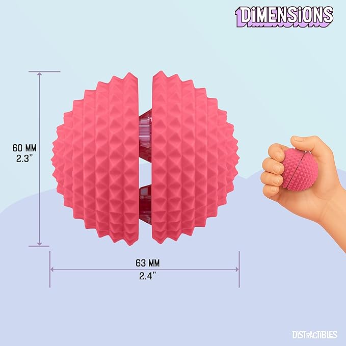 Round Spiked Sensory Fidget Clicker, Tactile Stimming Device with Mechanical Clicky Switches, Lanyard Attachment, Ideal for Pain Stim, ADHD, Autism & Stress Relief (Pink, Large)