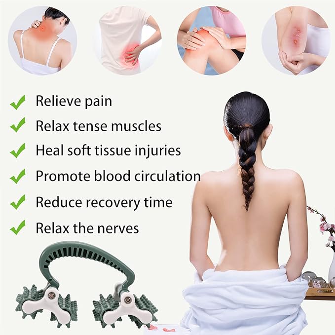 olelo Fascia Blaster, Fascia Blaster for Cellulite, Massage Roller with 20 Wheels for Deep Tissue Myofascial Release, Muscle Roller Stick Relieves Back, Neck, Leg Pain, Green