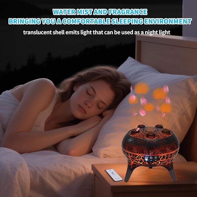 BOHOFAM Jellyfish Essential Oil Diffuser 250ML,Aroma Diffuser Hears Sound to Spray Dancing Jellyfish Mist,7 Colorful Lights, 4 * 10ML Hotel Collection Diffuser Oils Scents for Home Bedroom(Black)