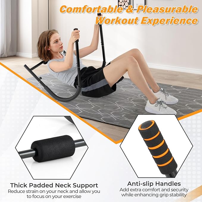 Goplus Fitness AB Trainer, Folding Abdominal Machine with Padded Head/Neck Support, Sit Up Training Assistant, Exercise Crunch Trainer Workout Exerciser for Home Gym Office