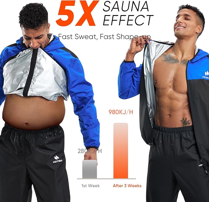 HOTSUIT Sauna Suit for Men Weight Loss Sweat Suits Gym Workout Exercise Sauna Jacket Pant Full Body