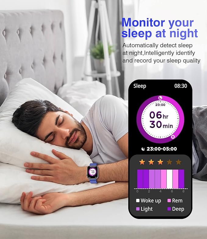 EarlySincere Smart Watches for Men Women Blood Pressure, 1.9'' HD Full Touch Screen Fitness Tracker, IP67 Waterproof Smartwatch with Heart Rate, Blood Oxygen for Android and iPhone