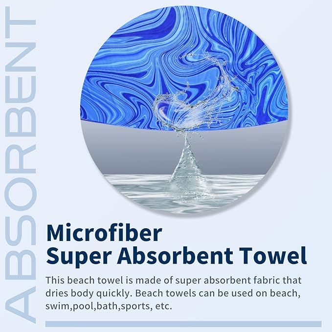 2 Pack Microfiber Thin Beach Towel Lightweight 71x32 Oversized Extra Large Sand Free Towels Quick Dry for Travel Pool Yoga Gym Sports Beach Accessories Vacation Essential Gift
