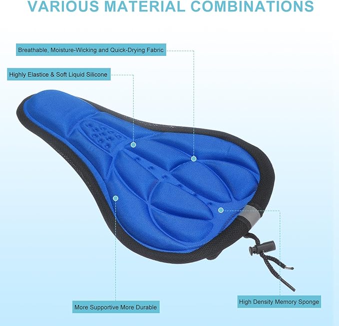 HARFINGTON Bike Seat Cover Bicycle Saddle Cushion with Drawstring Large Comfortable Gel Padded Oversized Paddle for Men Women