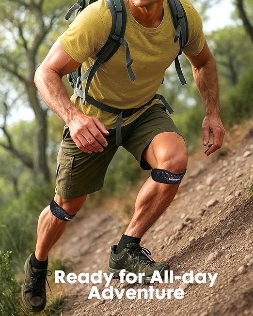 Knee Brace - 2Pack Adjustable Compression Brace with V-shaped Support Strip for Men Women Patella Band for Meniscus Injury Arthritis Pain Joint Support Strap for Workout, Black