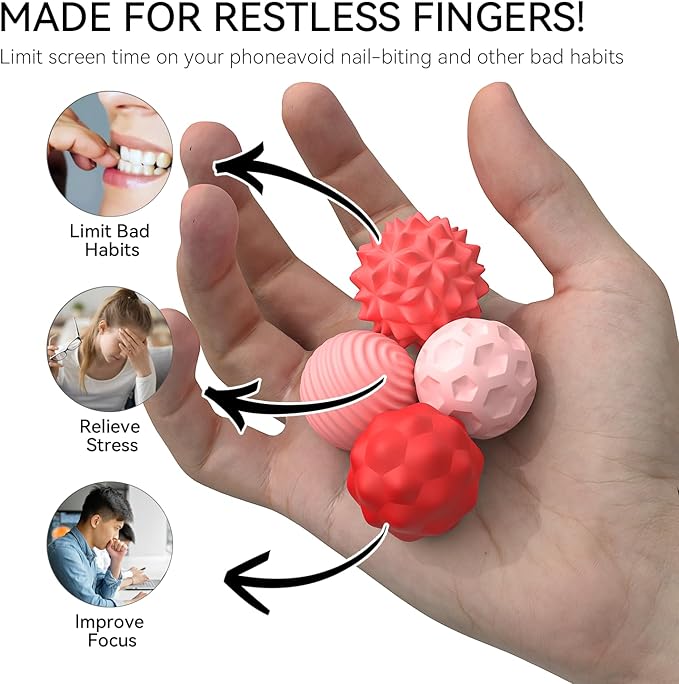 Fidget Toys for Adults Magnetic Balls - 10 Kinds Textured Silicone Magnetic Fidget Balls, Sensory Toys for Autism Anxiety Relief, Stocking Stuffers for Women Men Gift