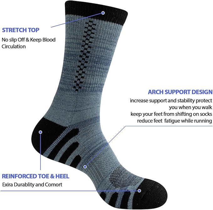 JOYNÉE 8 Pairs Mens Crew Athletic Work Long Socks Calf Cushioned Socks for Sports Running Workout Gym