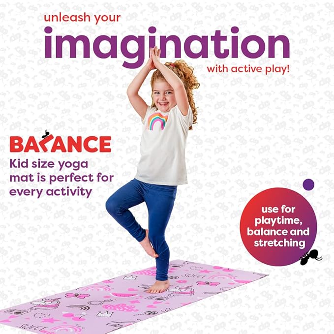 Antsy Pants Kids Yoga Mat - Yoga Mat for Kids, Yoga Mats for Home Workout, Travel Yoga Mat, Yoga Mat Non Slip, 60” x 24”, 3mm Free of Toxic Phthalates
