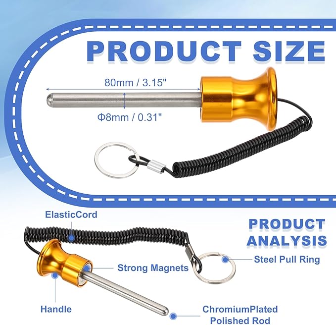 PATIKIL Weight Stack Pin, Magnetic Gym Selector Pin Universal Weight Stack Replacement with Pull Rope for Home Commercial