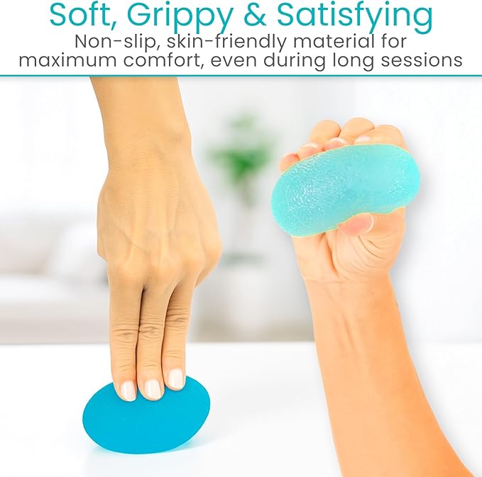 Vive Squeeze Balls for Hand Therapy Set (4 Pack) - Grip Strengthener Occupational Exercise Equipment for Arthitis, Parkinsons, Stroke, Carpal Tunnel Recovery - Stress Relief Massage Putty Finger Toy