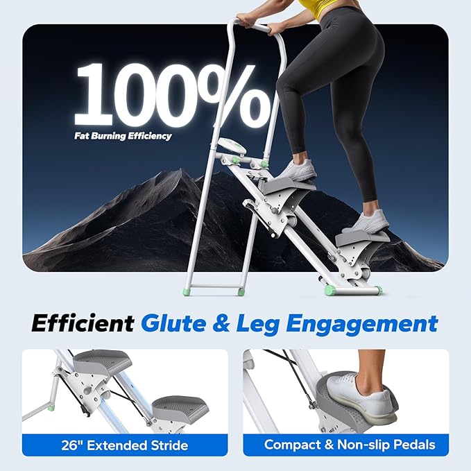 MERACH Stair Stepper for Home Gym Exercise, New Version Stairmaster for Full-Body Workout, Compact Folding Stair Climber with Extended Step Range, Adjustable Handlebar/Pedal