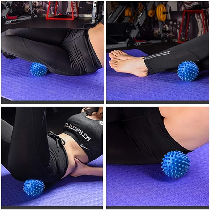 Professional Massage Balls Foot Ball Foot Massager Spiky Roller for Deep Tissue Trigger Point Plantar Fasciitis Reflexology Stress Therapy Myofascial Release(Blue + Purple)