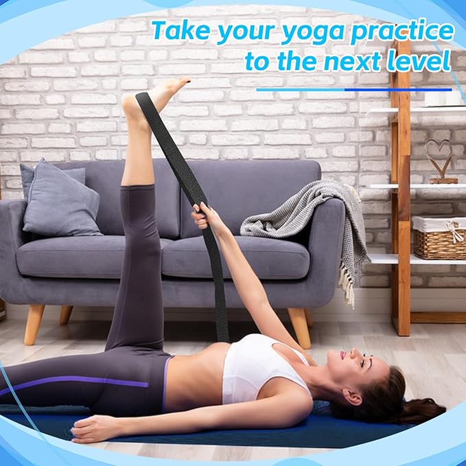 10 Pcs Yoga Strap for Stretching,8 Ft Exercise Adjustable Straps,Yoga Bands with Safe Adjustable D Ring Buckle,Non Elastic Yoga Belt for Pilates Gym Workouts,Physical Therapy,Black