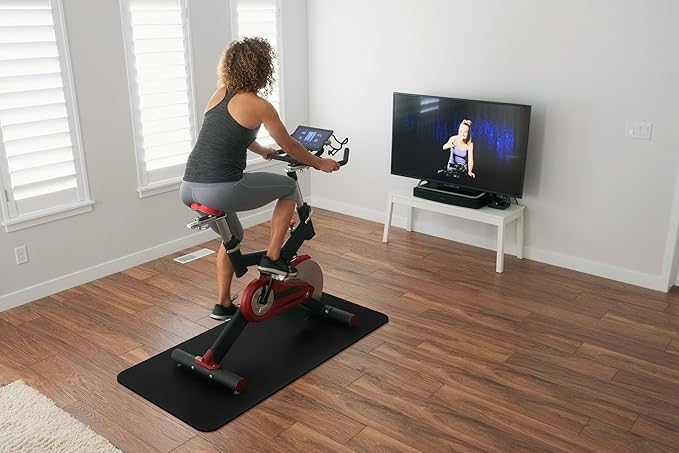 Fitness Equipment Mat for Hardwood Floors - 100% Recycled Rubber for Home Gym Flooring, Durable Workout Fitness Mats, Walking Pad Exercise Bike Equipment, Non-Slip 0.16" Thick, Black