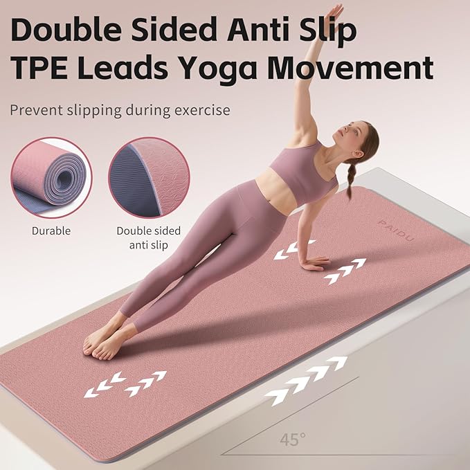 Yoga Mat 8mm Super Thick TPE Fitness Mat | SGS Certified | Non-Slip, Odorless & Tear-Resistant | Unisex with Strap | for Yoga, Pilates, Meditation & Home Workouts