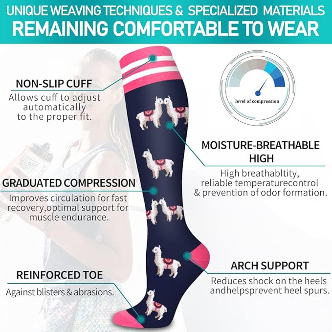 Copper Compression Socks for Women and Men(6 Pairs)-Best Support for Running, Athletic, Nursing, Travel