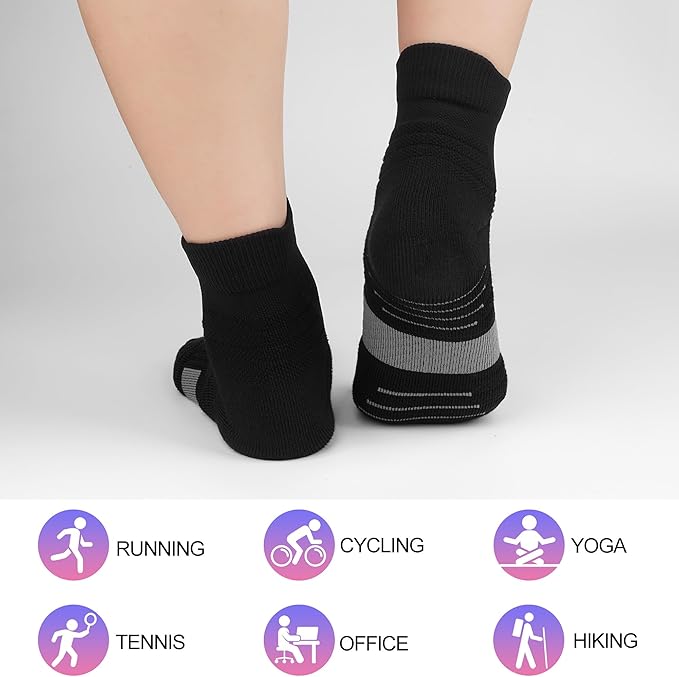 Gonii Women's Compression Ankle Socks with Cushion & Arch Support| Lightweight & Moisture-Wicking for Running 3 Pairs