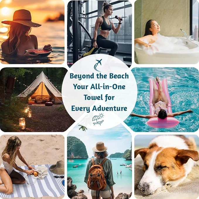 Urban Villa Set of 6 Turkish Beach Towel Oversized 36x72 Absorbent Extra Large - Sand Free Quick Dry Pestemal Bath Towels - Lightweight Travel Cruise Camping Spa Towels - Indigo Blue