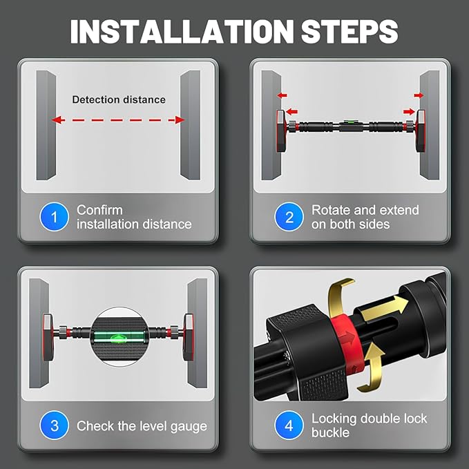 NUOBESTY Pull up Bar, 25.5'' - 39.3'' Adjustable Pull up Bar Doorway with Locking Mechanism Strength Training Workout Equipment for Fitness, Upper Body Workout, Home Gym Accessories, Max Load 440lbs