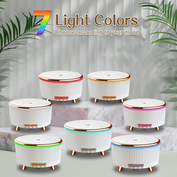 Essential Oil Diffusers for Home 500ml,Aromatherapy Diffusers for Essential Oils Large Room with 7 Colors Lights & 3 Mist Mode Waterless Auto Off,Cool Mist Humidifiers for Decor，White