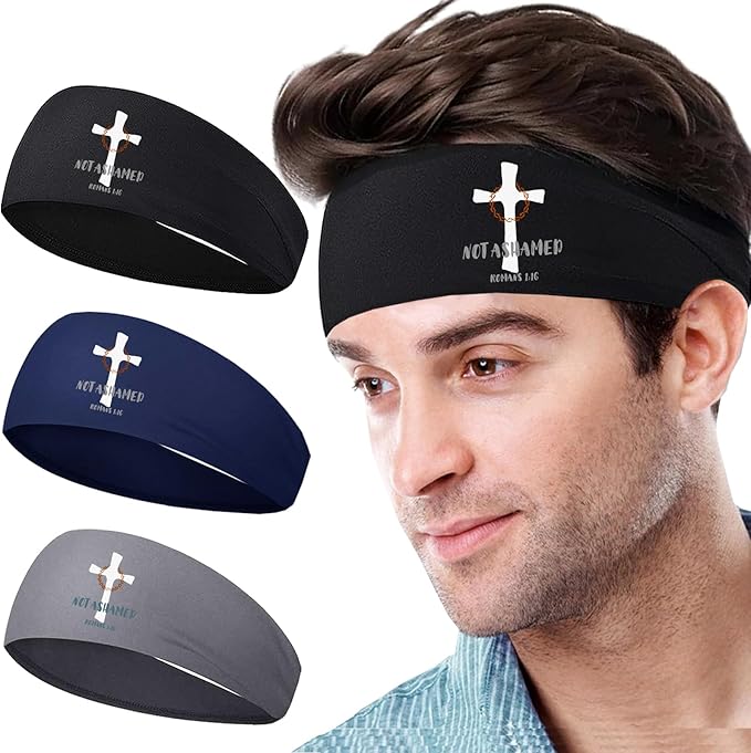 3pcs Sports Sweat Bands Headbands for Men Sweatbands Skull Workout Cooling Headbands for Men Women Running Headband Hairband Elastic Men's Head Sweat Band for Football