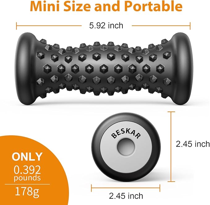 BESKAR Foot Massage Roller for Plantar Fasciitis Relief, Portable Reflexology Tool Pressure Point Massage Rollers, Deep Tissue Massages for Relieving Feet Arch Heel Pain, Myofascial Pain Syndrome