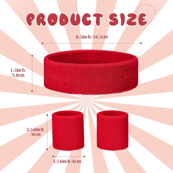 Bememo 36 Pcs Neon Sweatbands Set for Kids Bulk Sports Headband Wristband Set Cotton Terry Basketball Tennis for Students Youth 80s 90s Halloween Costumes Cosplay Glow Party