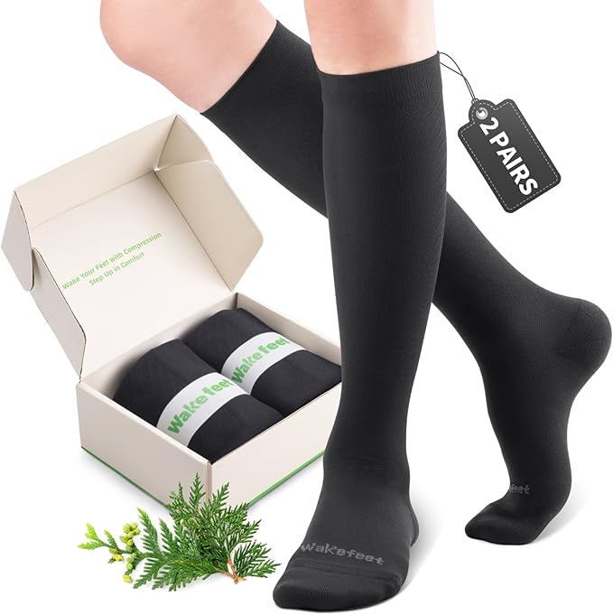 2 Pairs Compression Socks Women and Men, Compression Stockings Women for Calf Recovery, Relief, Discomfort
