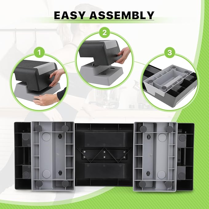 Aerobics Stepper Platform for Exercise Adjustable Compact Workout Step for Cardio, Core and Strength Training