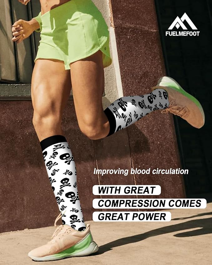 FuelMeFoot 6 Pairs Compression Socks for Women & Men 15-20mmHg Graduated Support Knee High Socks for Nurses, Travel, Athletic
