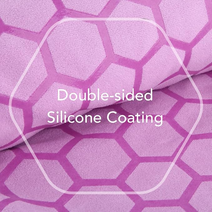 Clever Yoga Hot Yoga Mat Towel – Non-Slip Grip for Hot Yoga, Sweat Absorbent, Honeycomb Silicone Grip, Stays Flat – Ideal for Pilates, Travel, Washable & Lightweight - Lilac
