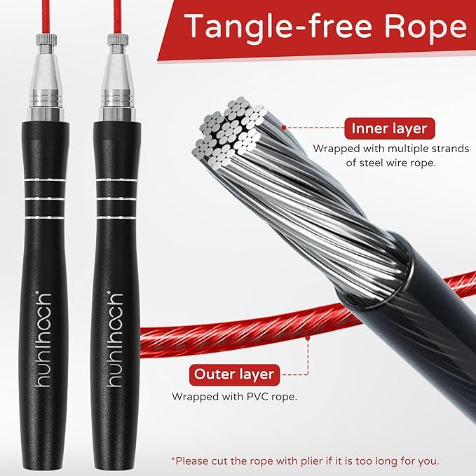 Speed Jump Rope for Men Women Adults, Workout Fitness Boxing Jumping Ropes with Smooth Rotate Double Bearing Balls, Double Under Skipping Rope with 2 Pcs Tangle-free Cable to Replacement