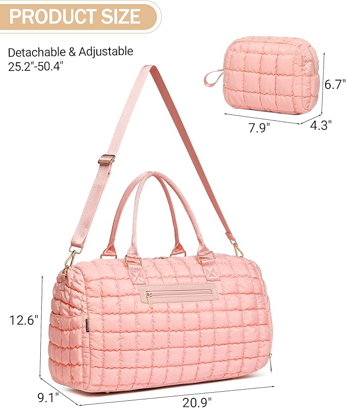 Duffle Bag for Travel, Weekender Bag with Shoe Compartment, Carry On Overnight Bag for Women with Toiletry Bag, Gym Bag with Wet Pocket, Hospital Bags for Labor and Delivery Beige