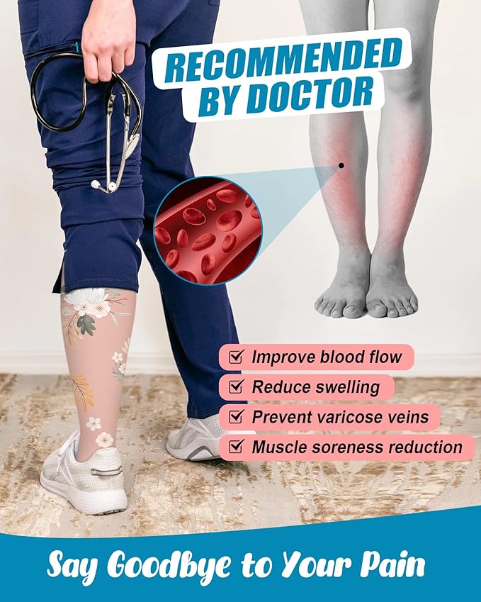 FuelMeFoot 6 Pairs Compression Socks for Women & Men 15-20mmHg Graduated Support Knee High Socks for Nurses, Travel, Athletic