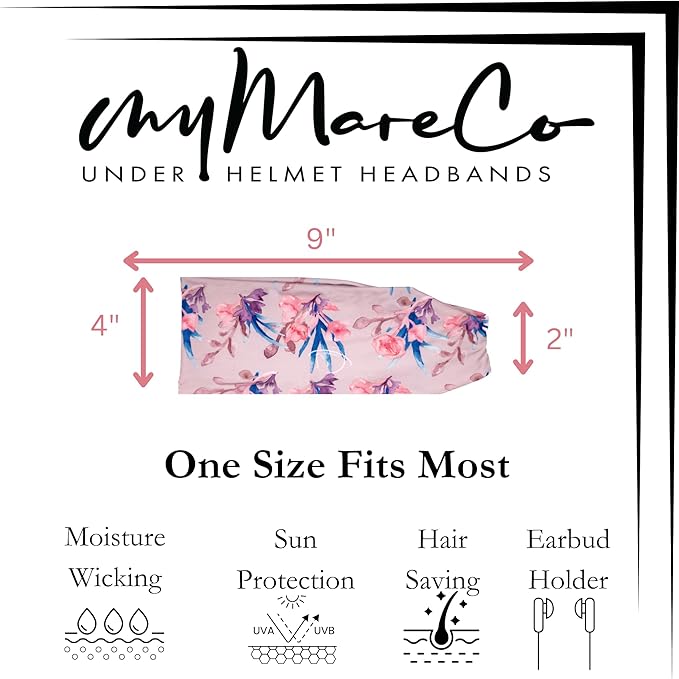 Equestrian Headbands Designed to Wick Moisture and Protect Hair Under Helmets, for Horseback Riding, Biking, and Securing Ear Buds