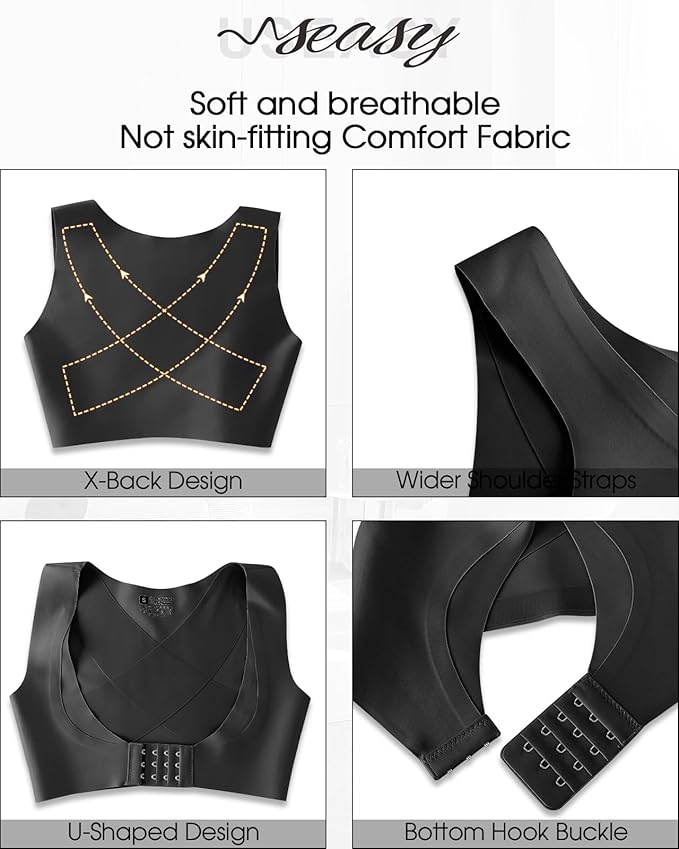 Front Closure Chest Brace Up for Women Lightweight Posture Corrector Sleeveless Slimming Back Brace Support Shaper