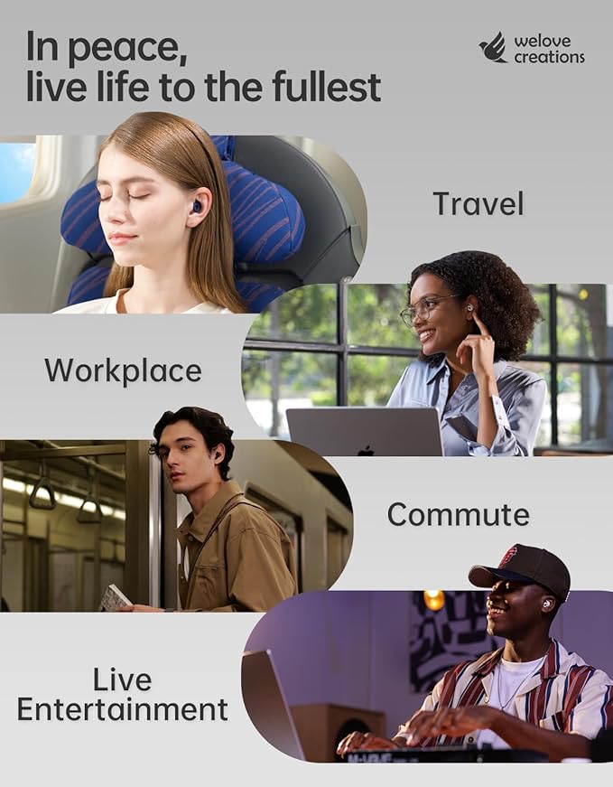 Welove Ultra-Comfy Ear Plugs with First-Ever UV Sanitizer—Reusable Earplugs for Sleep, Focus, Travel, and Noise Sensitivity |Hearing Protection |Customizable Fit | 18dB NRR Noise Reduction