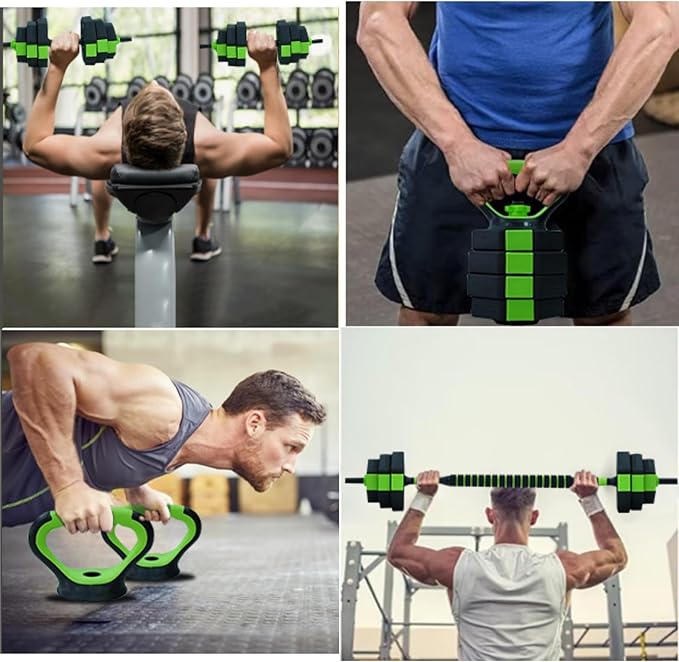 4-In-1 Adjustable Weights Dumbbell Set, Weight Set with Connector Used As Kettlebells, Barbell, Push Up Stand, Fitness Exercise Dumbbell, Free Weight Set for Home Gym