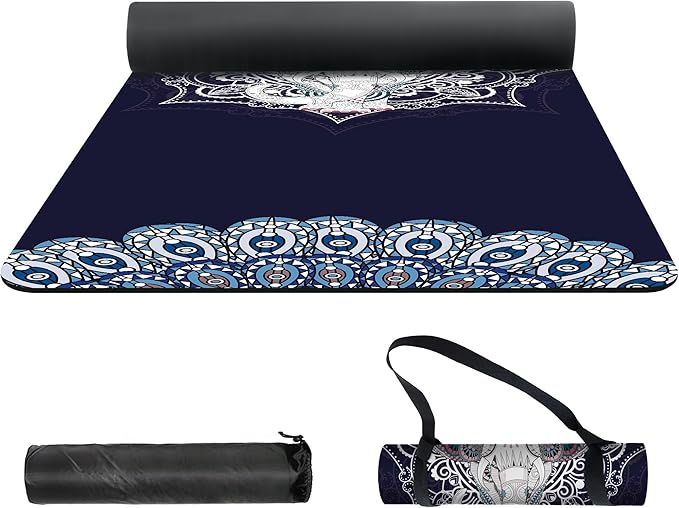 nuveti Yoga Mat Print Extra Thick TPE Non Slip Fitness Exercise Mat with Carrying Bag,72"x24" Extra Thick 6MM Exercise & Workout Mat for Yoga, Pilates Fitness and Floor Exercises