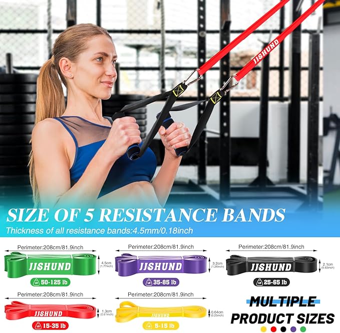 Resistance Bands, 5 Pcs Pull Up Assistance Bands Pull Up Bands Exercise Bands for Men Women, Workout Bands for Working Out, Muscle Strength Training, Body Stretching