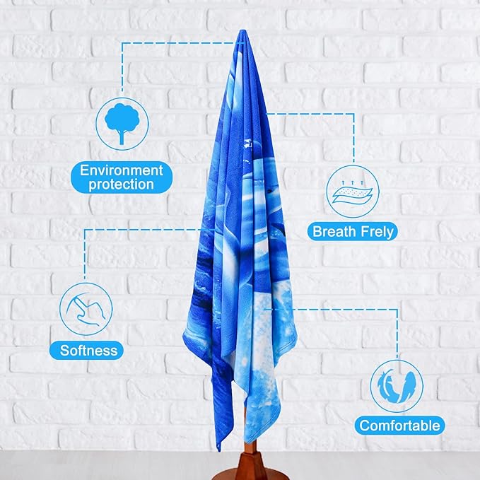 Genovega 2 Packs Oversized Terry Beach Towel 36 x 72 in Soft Extra Large Long Pool Swim Towels Clearance XL Big Travel Blanket Must Haves Essentials Vacation for Adult Blue Dolphins