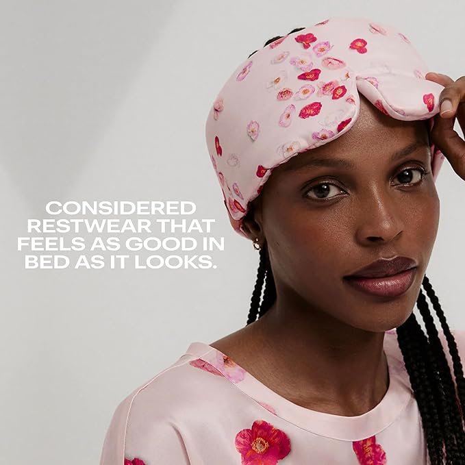 Lunya Washable Silk Sleeping Mask – Thermoregulating Mulberry Silk, Light Blocking and Comfortable Fit – Sleep Mask for Women and Men with Box – California Poppy – Large