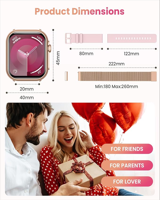 Smart Watches for Women Reloj Inteligente: 1.85"Smart Watch for Answer/Make Calls, 30 Day Battery Life, 24/7 SpO2 Sleep Heart Rate Monitor 120 Sports Mode IP68 Fitness tracker for iPhone Android 2Band