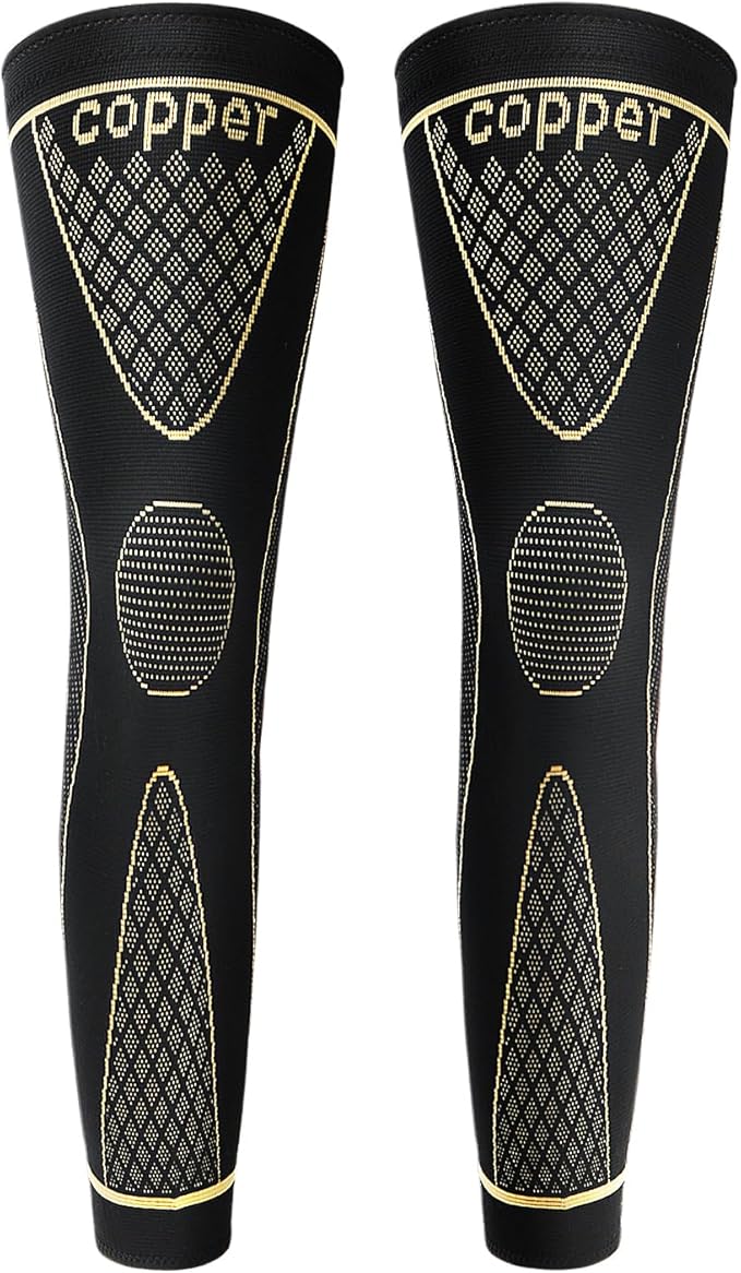 SKDK Copper Full Leg Compression Sleeves - Protect Legs for Men & Women, Basketball, Cycling, Football, Arthritis Relief, Reduce Varicose Veins & Swelling