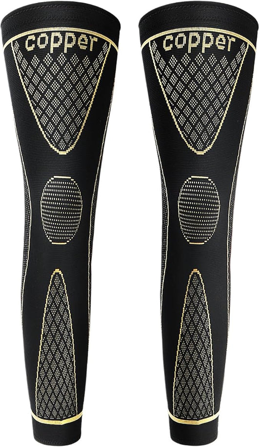 SKDK Copper Full Leg Compression Sleeves - Protect Legs for Men & Women, Basketball, Cycling, Football, Arthritis Support, Reduce Varicose Veins & Swelling