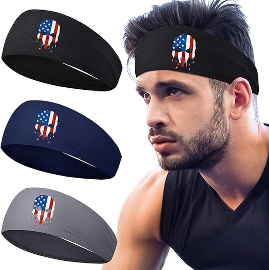 Headbands for Men Women 3pcs Sports Sweat Bands Headbands Men Sweatbands Workout Running Headband for Mens