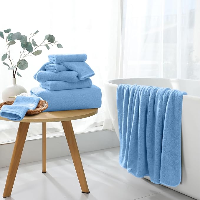 Extra Large Bath Sheet 4 Piece (35"x70")-Ultra Soft Oversized Bath Towel,Bath Sheet Towel for Bathroom Hotel,Plush Highly Absorbent Quick Dry Shower Towel Set for Adults,Bathroom Towel Set Blue